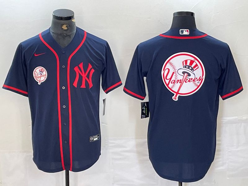 Men New York Yankees Blank Blue Third generation joint name Nike 2024 MLB Jersey style 1